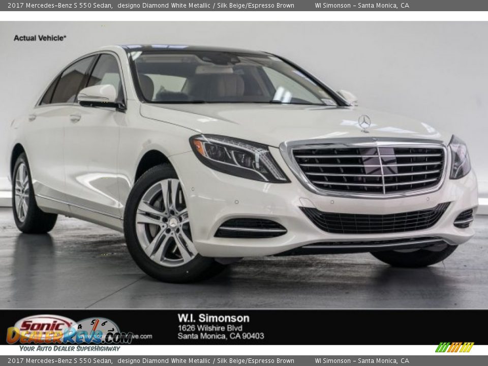 2017 Mercedes-Benz S 550 Sedan designo Diamond White Metallic / Silk Beige/Espresso Brown Photo #1