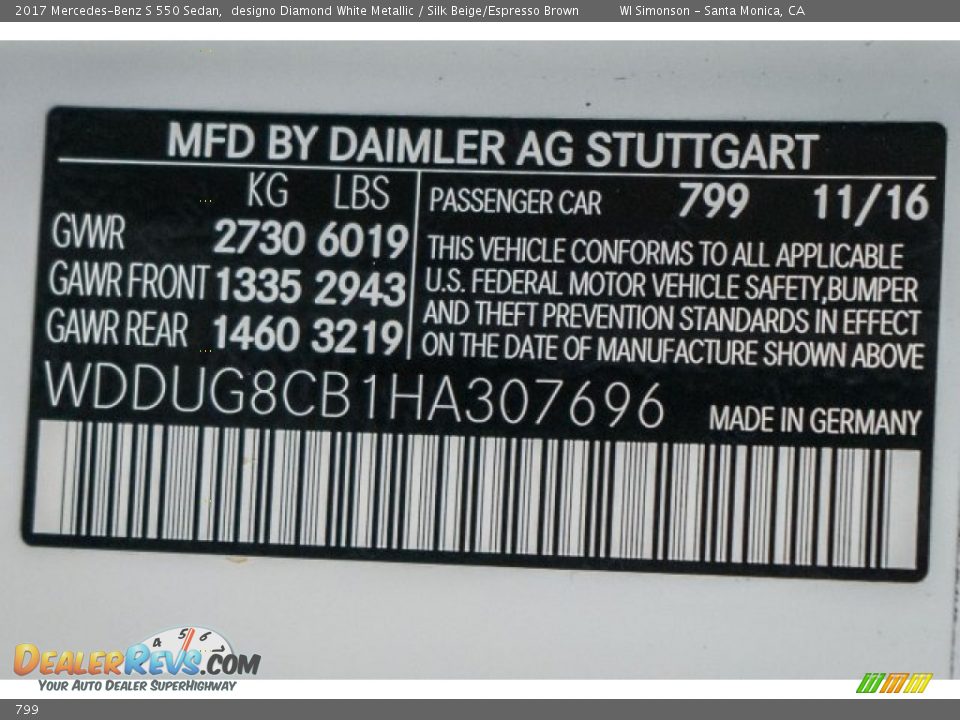 Mercedes-Benz Color Code 799 designo Diamond White Metallic