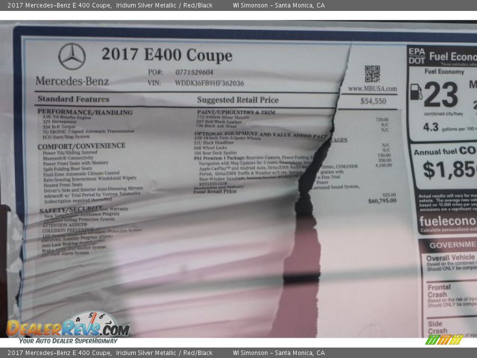 2017 Mercedes-Benz E 400 Coupe Iridium Silver Metallic / Red/Black Photo #11