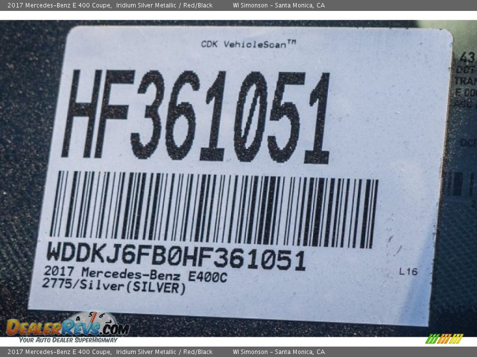 2017 Mercedes-Benz E 400 Coupe Iridium Silver Metallic / Red/Black Photo #8