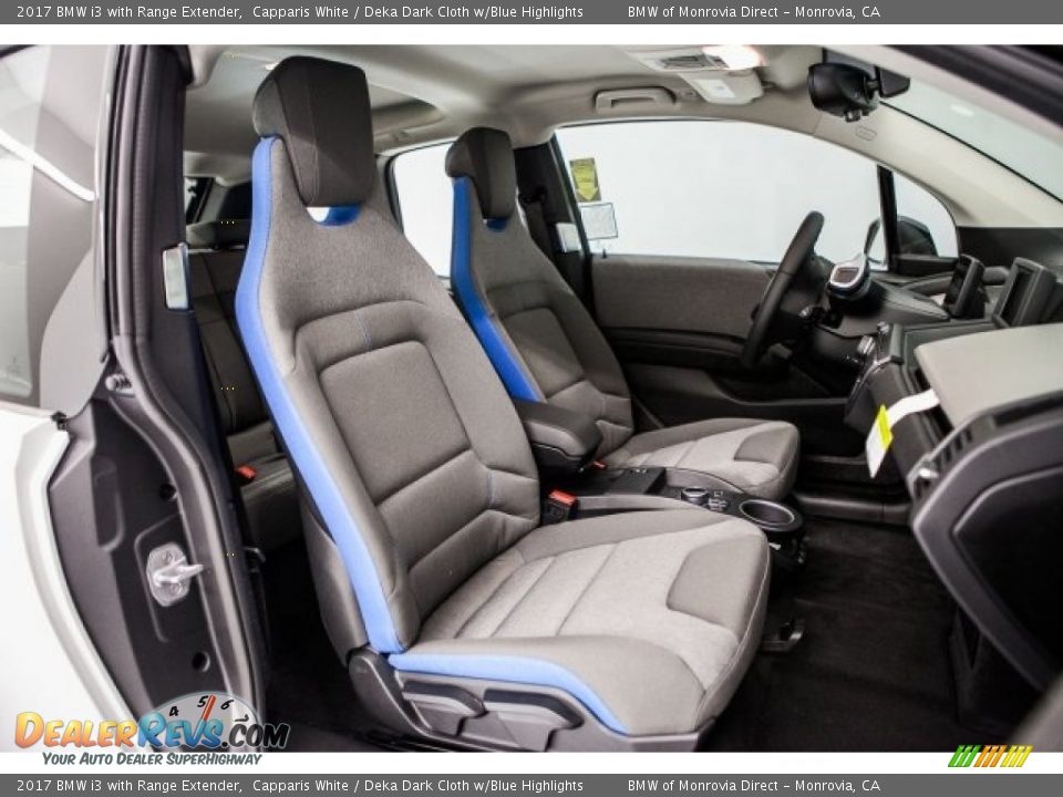2017 BMW i3 with Range Extender Capparis White / Deka Dark Cloth w/Blue Highlights Photo #2