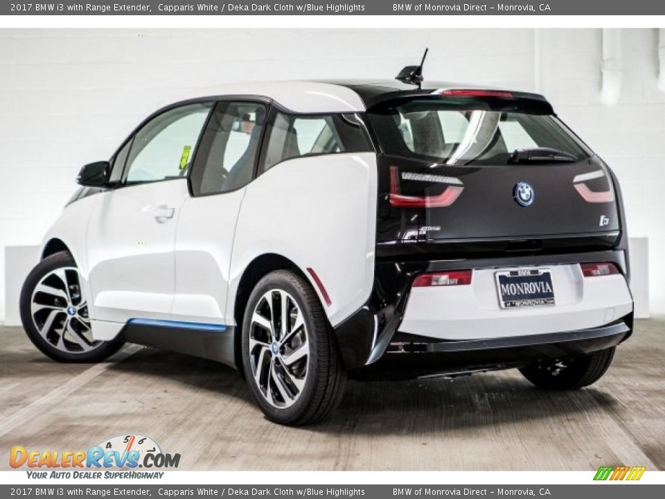 2017 BMW i3 with Range Extender Capparis White / Deka Dark Cloth w/Blue Highlights Photo #3