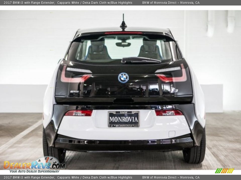 2017 BMW i3 with Range Extender Capparis White / Deka Dark Cloth w/Blue Highlights Photo #4