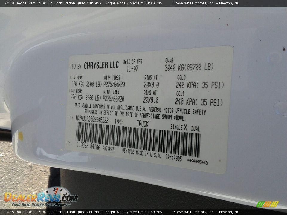 2008 Dodge Ram 1500 Big Horn Edition Quad Cab 4x4 Bright White / Medium Slate Gray Photo #23