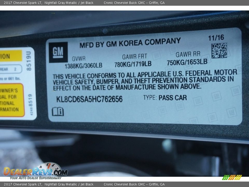 2017 Chevrolet Spark LT Nightfall Gray Metallic / Jet Black Photo #15