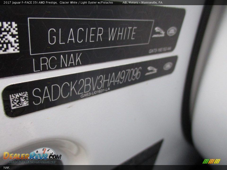 Jaguar Color Code NAK Glacier White