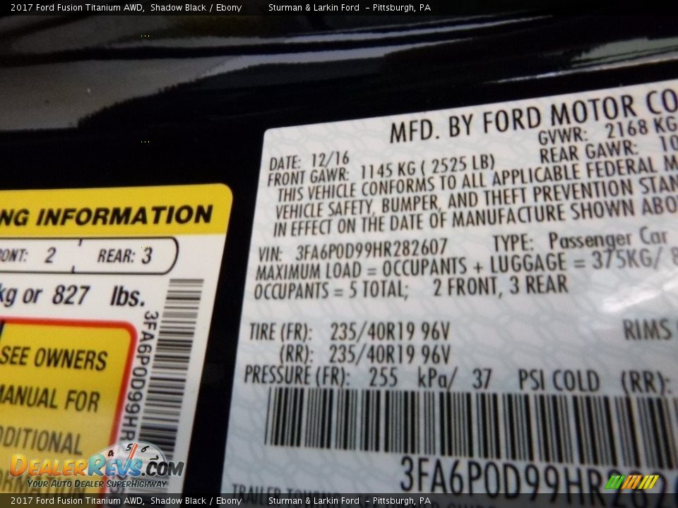 2017 Ford Fusion Titanium AWD Shadow Black / Ebony Photo #11