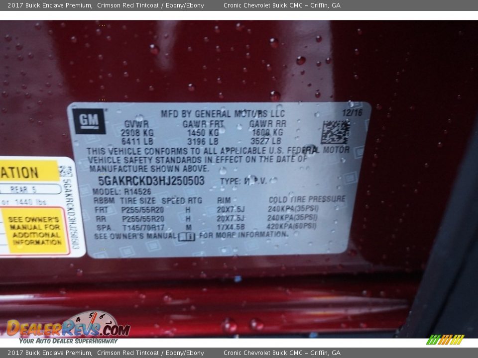 2017 Buick Enclave Premium Crimson Red Tintcoat / Ebony/Ebony Photo #16