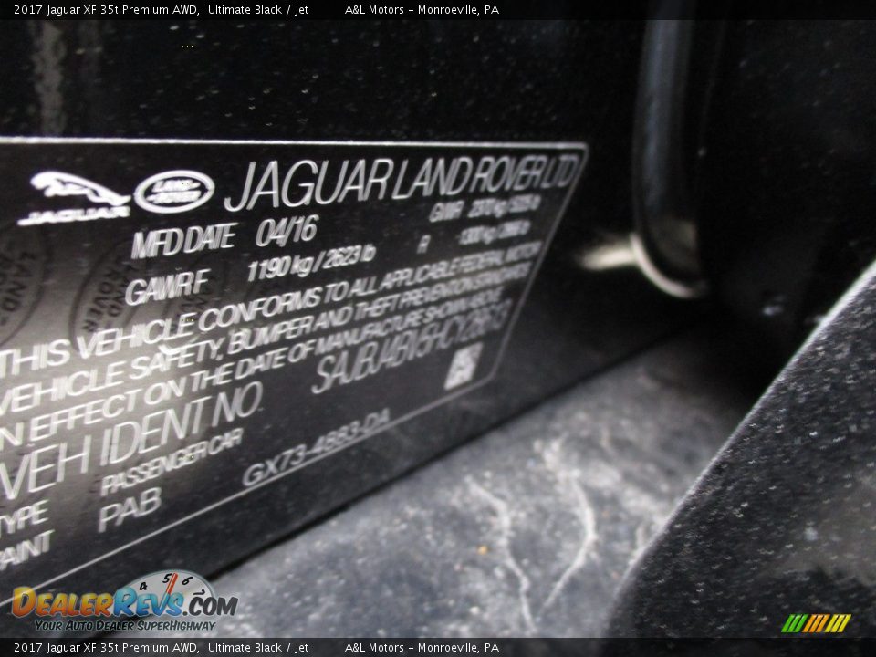 2017 Jaguar XF 35t Premium AWD Ultimate Black / Jet Photo #19