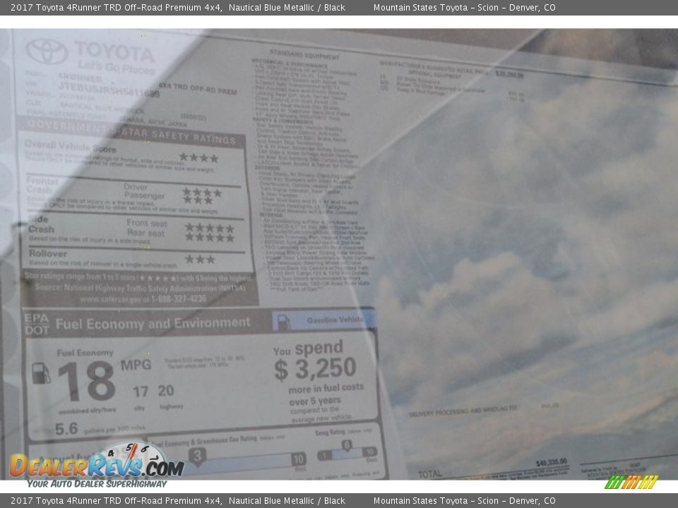 2017 Toyota 4Runner TRD Off-Road Premium 4x4 Nautical Blue Metallic / Black Photo #10