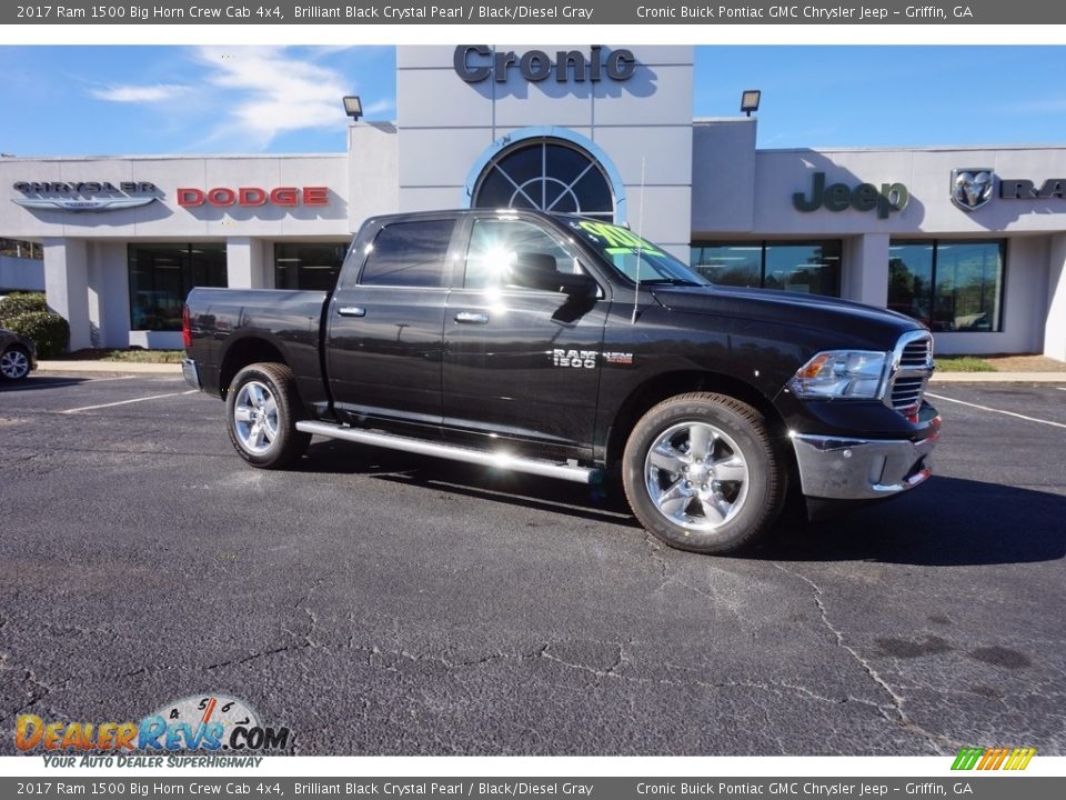 2017 Ram 1500 Big Horn Crew Cab 4x4 Brilliant Black Crystal Pearl / Black/Diesel Gray Photo #1