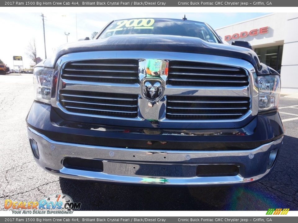 2017 Ram 1500 Big Horn Crew Cab 4x4 Brilliant Black Crystal Pearl / Black/Diesel Gray Photo #2