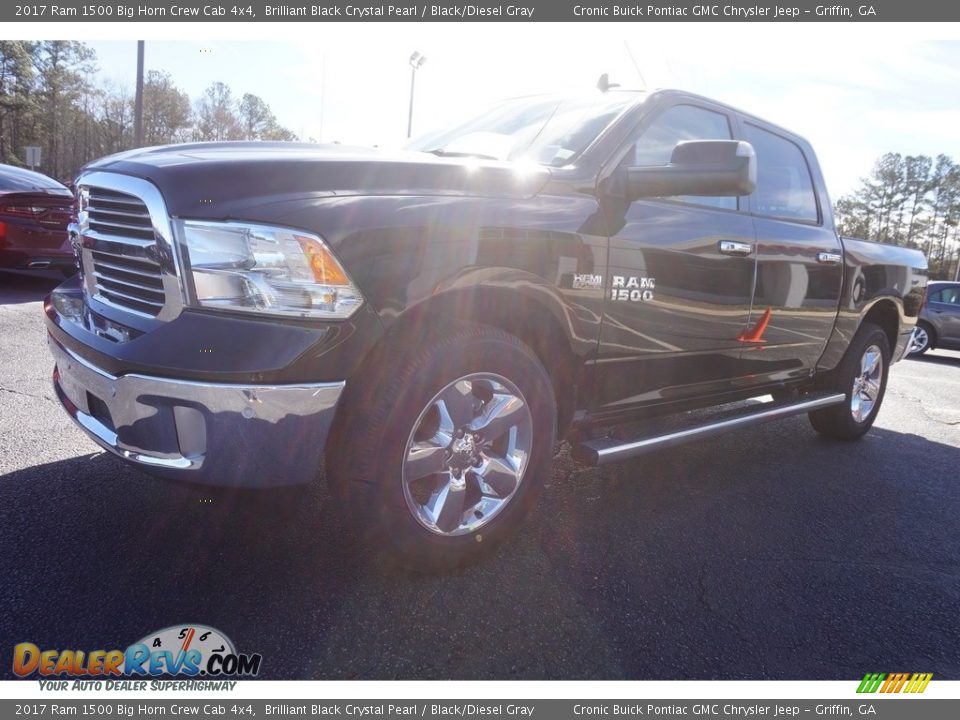 2017 Ram 1500 Big Horn Crew Cab 4x4 Brilliant Black Crystal Pearl / Black/Diesel Gray Photo #3