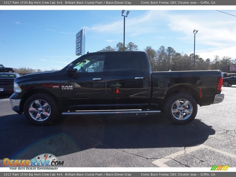 2017 Ram 1500 Big Horn Crew Cab 4x4 Brilliant Black Crystal Pearl / Black/Diesel Gray Photo #4