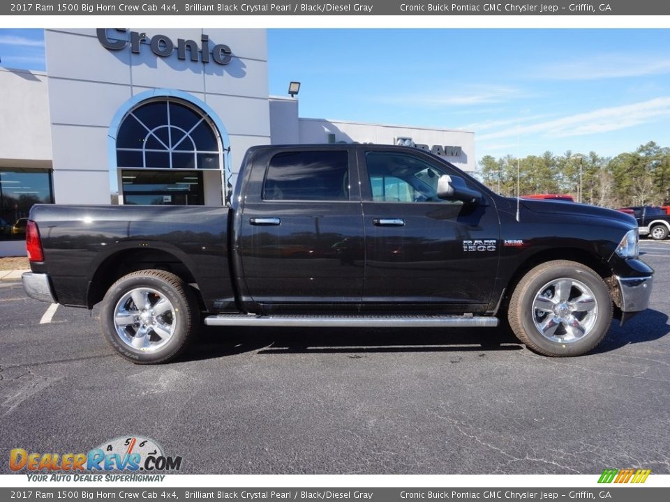 2017 Ram 1500 Big Horn Crew Cab 4x4 Brilliant Black Crystal Pearl / Black/Diesel Gray Photo #8