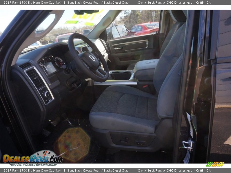 2017 Ram 1500 Big Horn Crew Cab 4x4 Brilliant Black Crystal Pearl / Black/Diesel Gray Photo #9