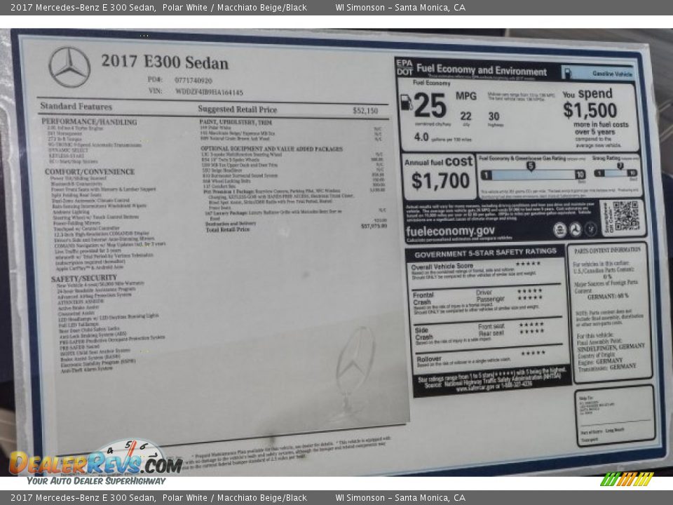 2017 Mercedes-Benz E 300 Sedan Polar White / Macchiato Beige/Black Photo #11