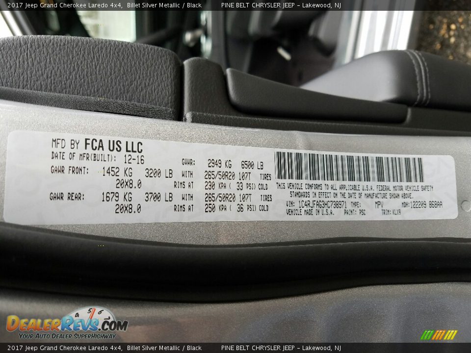 2017 Jeep Grand Cherokee Laredo 4x4 Billet Silver Metallic / Black Photo #7