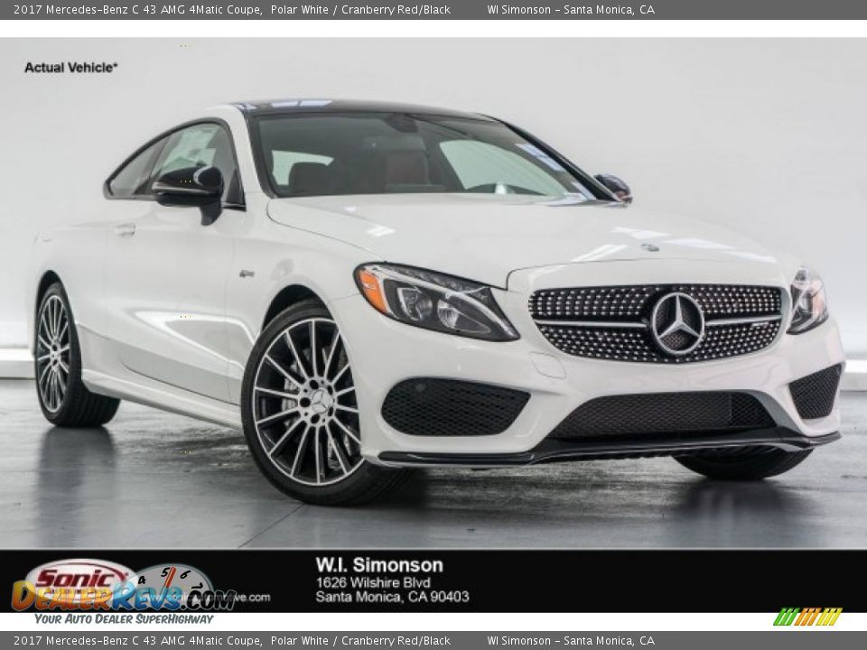 2017 Mercedes-Benz C 43 AMG 4Matic Coupe Polar White / Cranberry Red/Black Photo #1