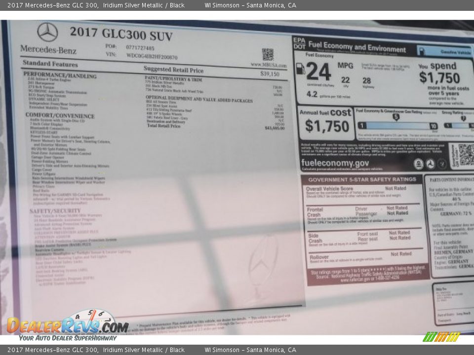 2017 Mercedes-Benz GLC 300 Iridium Silver Metallic / Black Photo #11