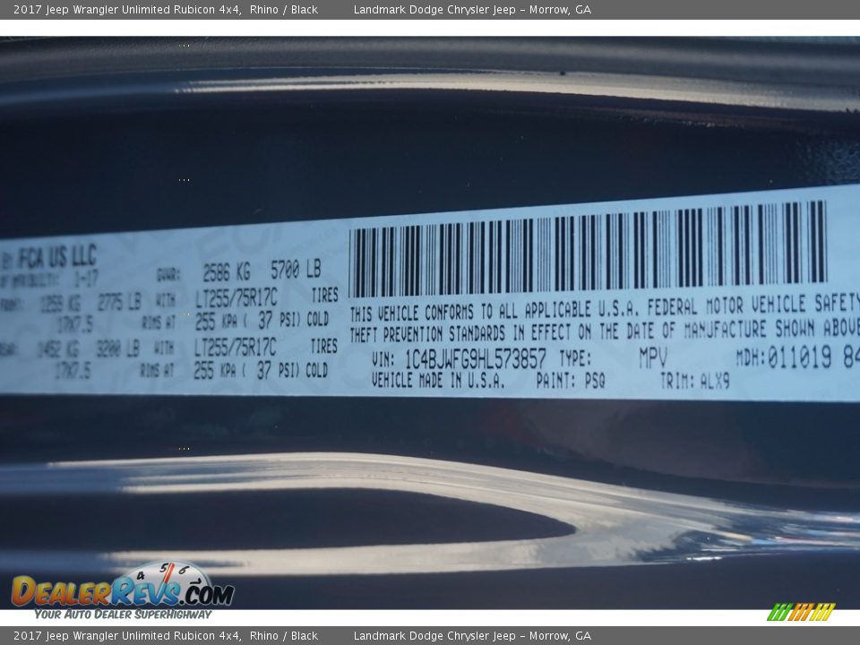 2017 Jeep Wrangler Unlimited Rubicon 4x4 Rhino / Black Photo #9