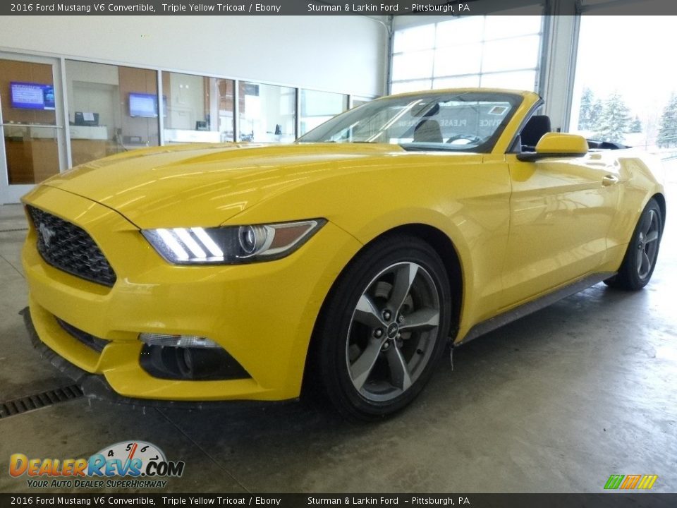 2016 Ford Mustang V6 Convertible Triple Yellow Tricoat / Ebony Photo #4