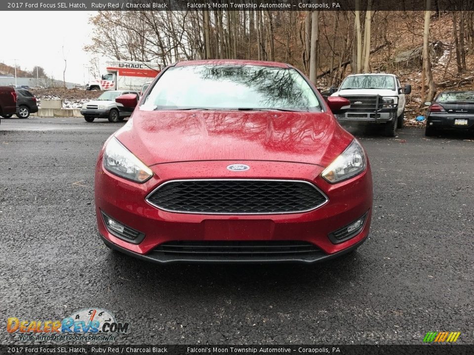 2017 Ford Focus SEL Hatch Ruby Red / Charcoal Black Photo #2