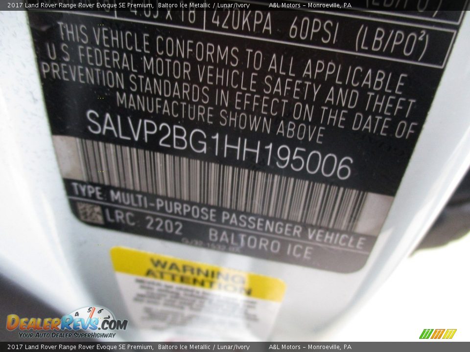 2017 Land Rover Range Rover Evoque SE Premium Baltoro Ice Metallic / Lunar/Ivory Photo #19