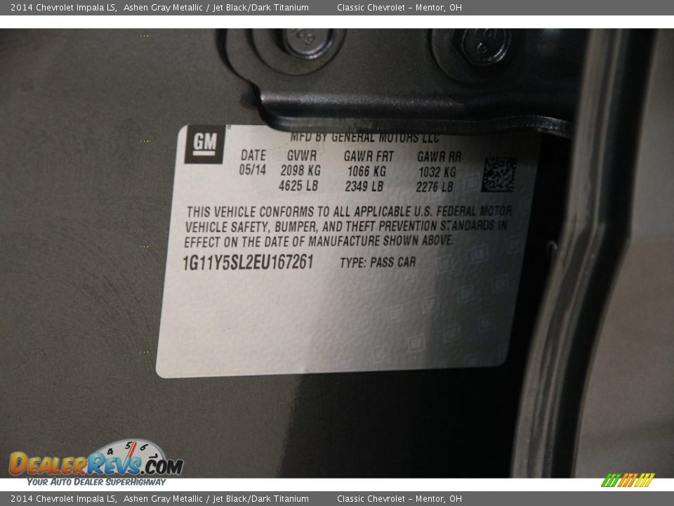 2014 Chevrolet Impala LS Ashen Gray Metallic / Jet Black/Dark Titanium Photo #18
