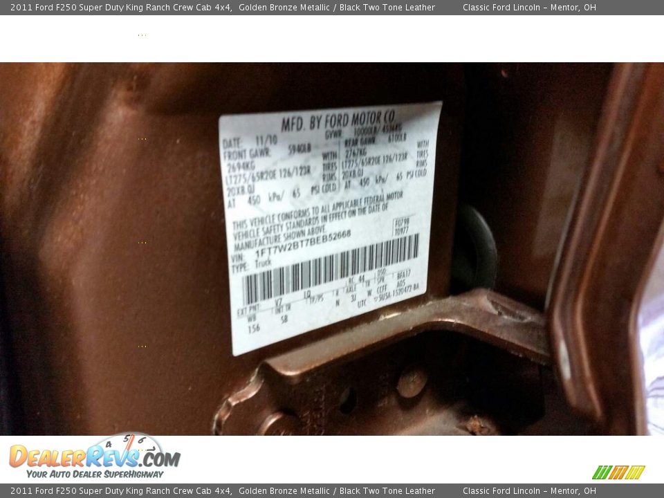 2011 Ford F250 Super Duty King Ranch Crew Cab 4x4 Golden Bronze Metallic / Black Two Tone Leather Photo #9