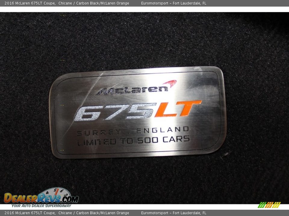 Info Tag of 2016 McLaren 675LT Coupe Photo #38