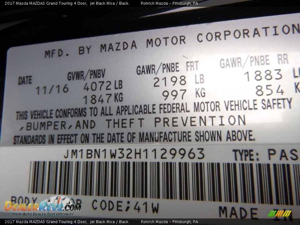2017 Mazda MAZDA3 Grand Touring 4 Door Jet Black Mica / Black Photo #11