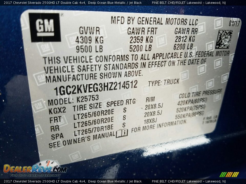 2017 Chevrolet Silverado 2500HD LT Double Cab 4x4 Deep Ocean Blue Metallic / Jet Black Photo #7