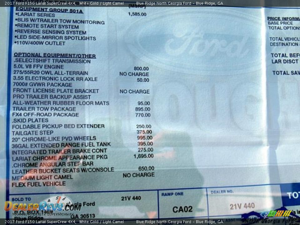 2017 Ford F150 Lariat SuperCrew 4X4 White Gold / Light Camel Photo #30