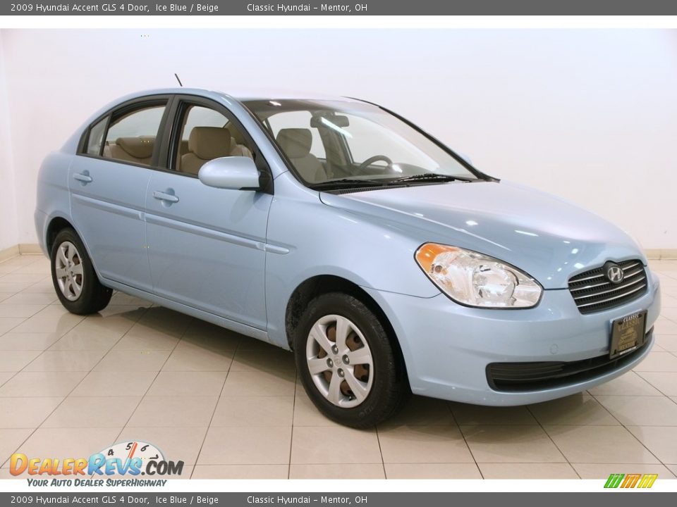 2009 Hyundai Accent GLS 4 Door Ice Blue / Beige Photo #1