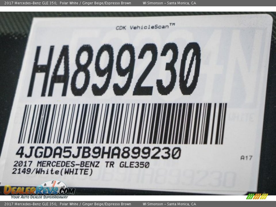 2017 Mercedes-Benz GLE 350 Polar White / Ginger Beige/Espresso Brown Photo #8