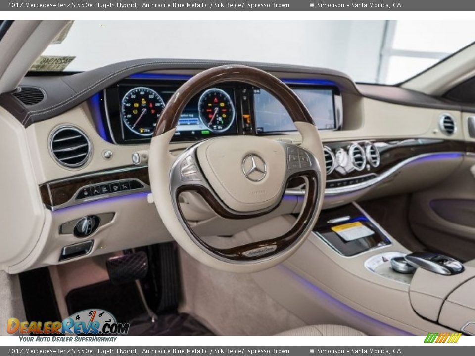 2017 Mercedes-Benz S 550e Plug-In Hybrid Anthracite Blue Metallic / Silk Beige/Espresso Brown Photo #5