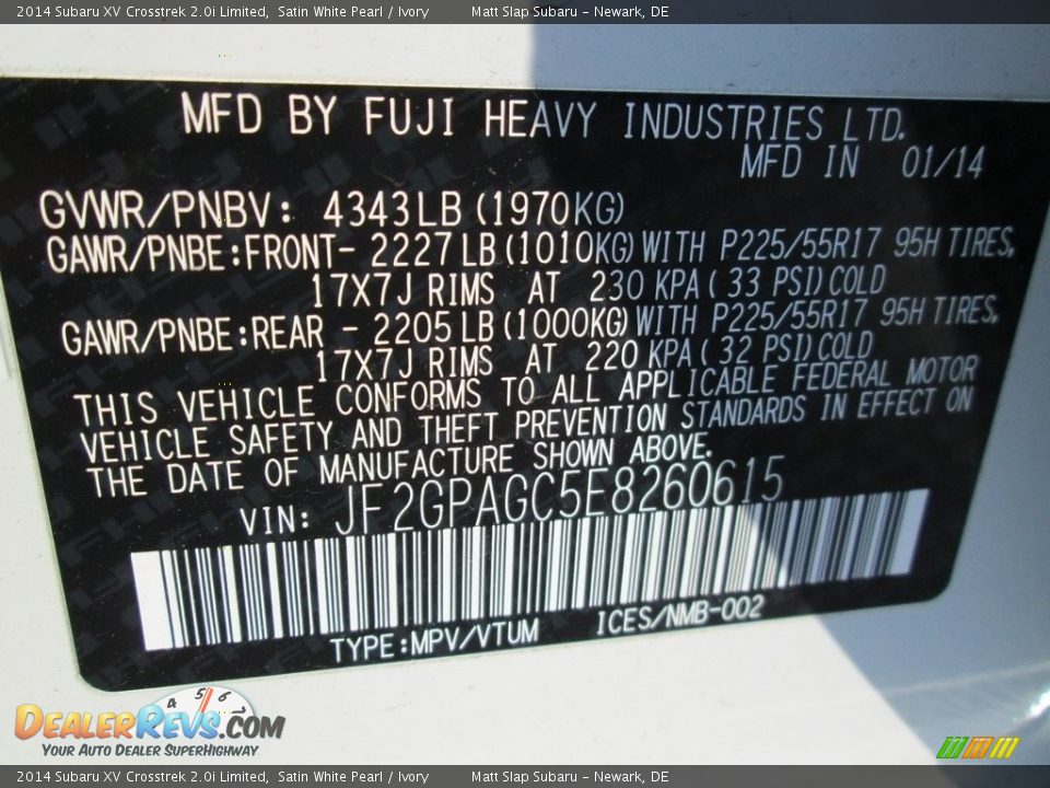 2014 Subaru XV Crosstrek 2.0i Limited Satin White Pearl / Ivory Photo #28