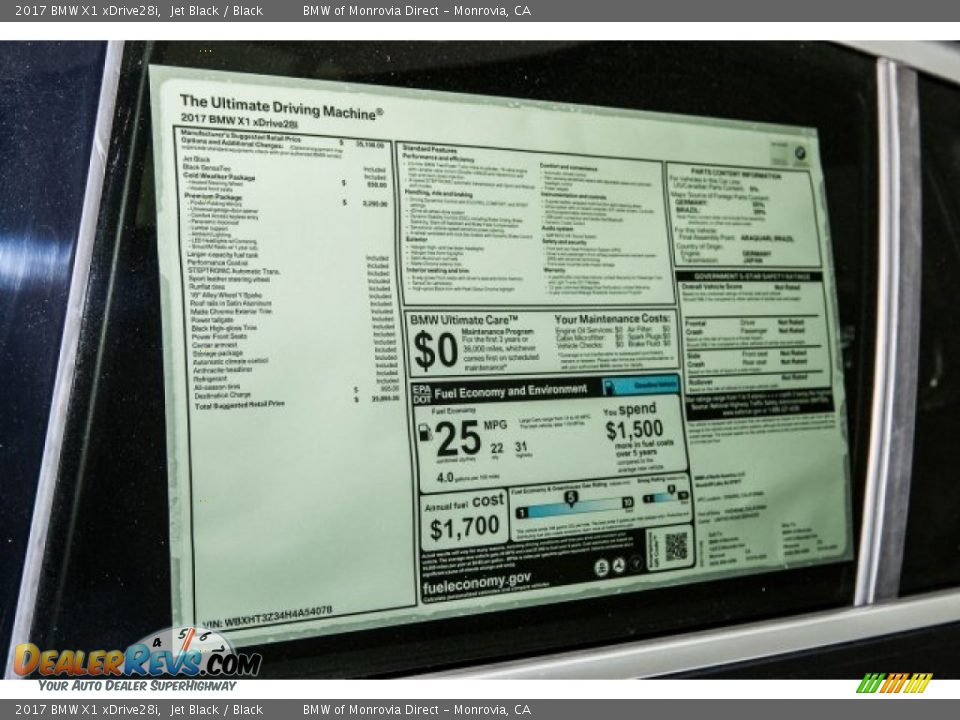 2017 BMW X1 xDrive28i Jet Black / Black Photo #10