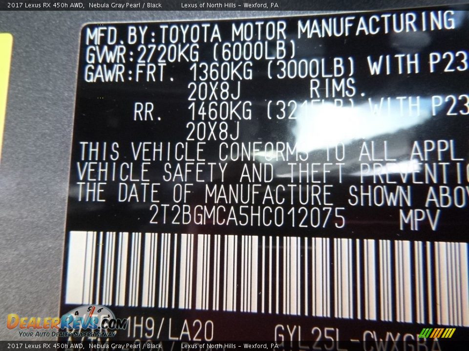 2017 Lexus RX 450h AWD Nebula Gray Pearl / Black Photo #11