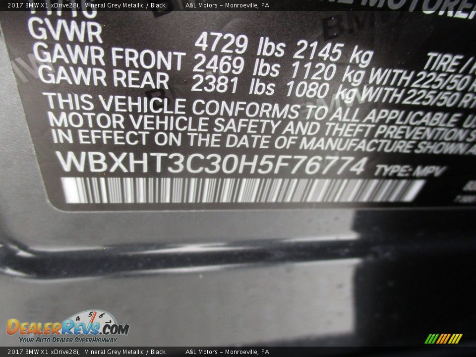 2017 BMW X1 xDrive28i Mineral Grey Metallic / Black Photo #19