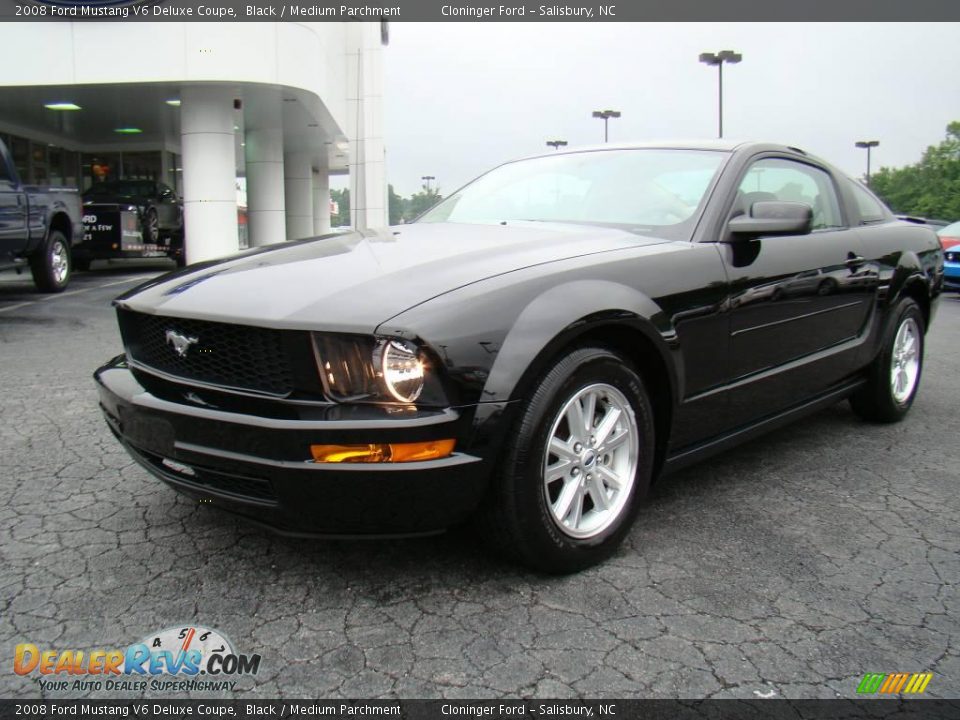 2008 Ford Mustang V6 Deluxe Coupe Black / Medium Parchment Photo #6