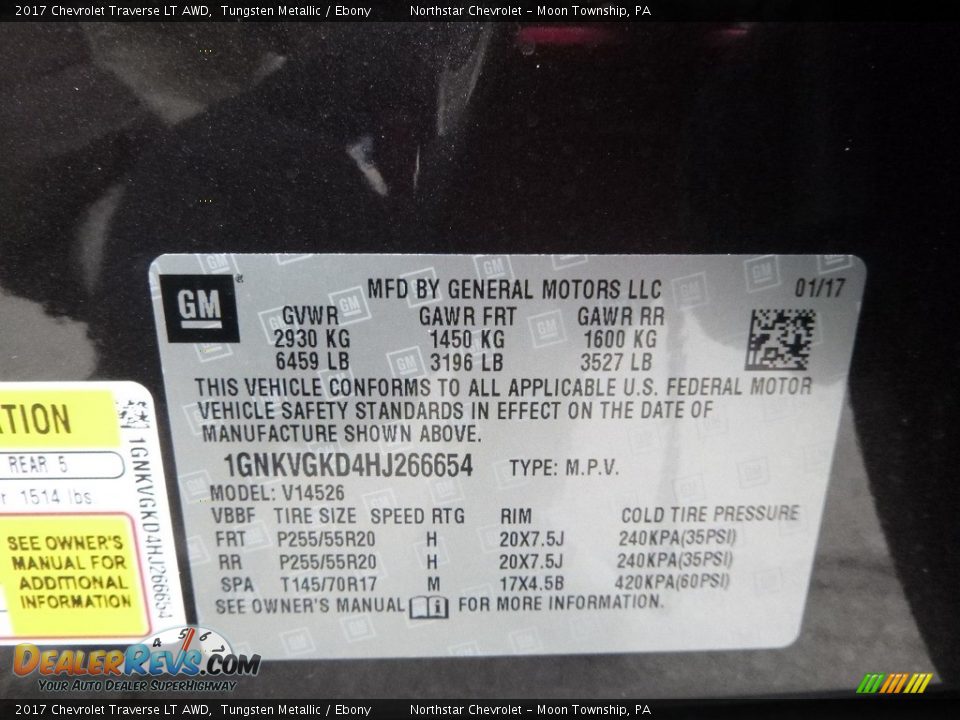 2017 Chevrolet Traverse LT AWD Tungsten Metallic / Ebony Photo #16