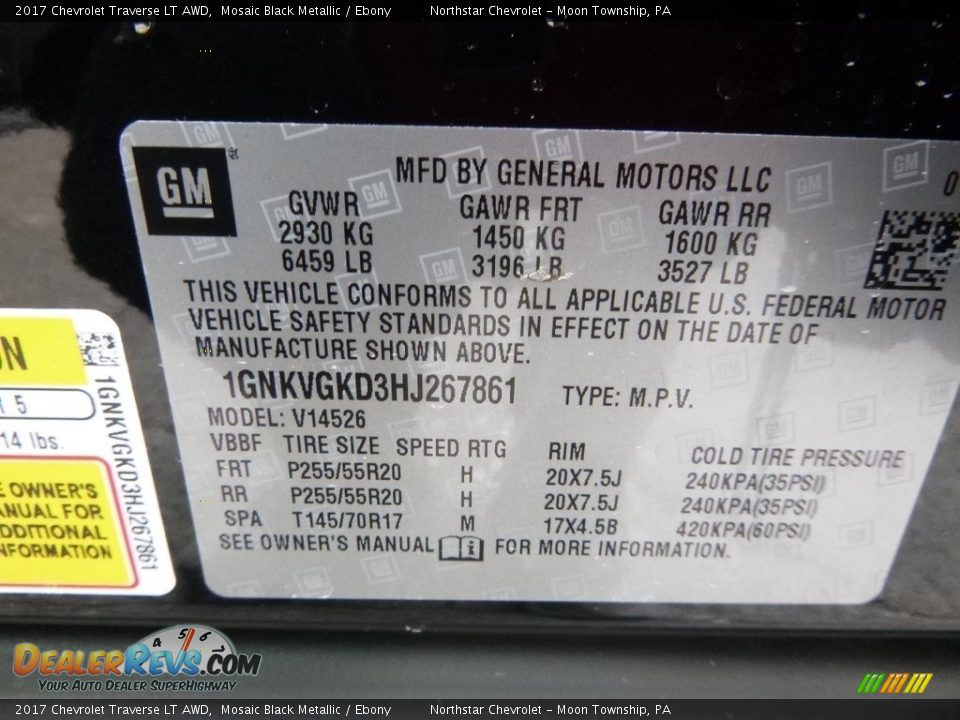 2017 Chevrolet Traverse LT AWD Mosaic Black Metallic / Ebony Photo #16