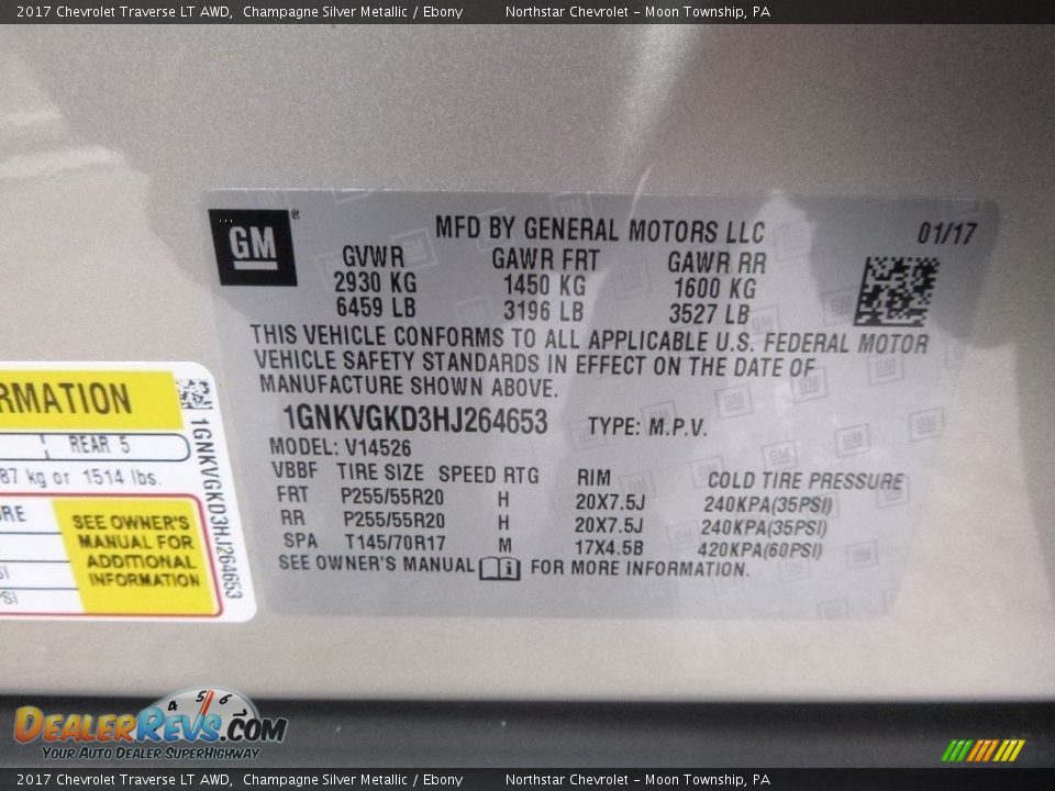 2017 Chevrolet Traverse LT AWD Champagne Silver Metallic / Ebony Photo #16