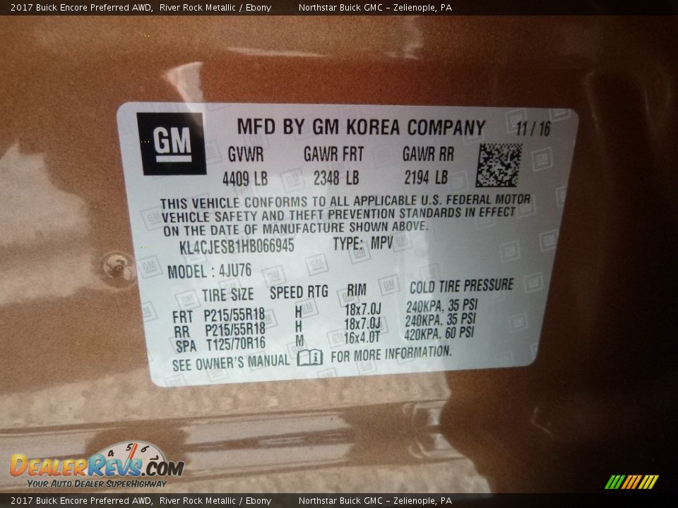 2017 Buick Encore Preferred AWD River Rock Metallic / Ebony Photo #15