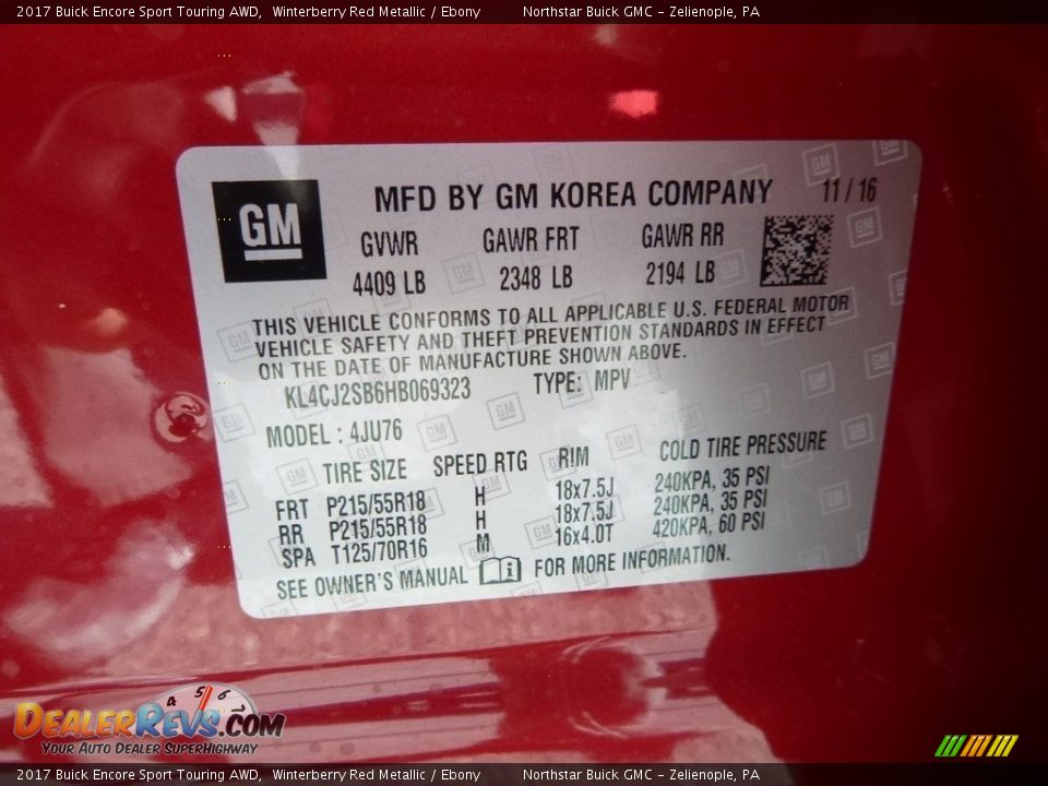 2017 Buick Encore Sport Touring AWD Winterberry Red Metallic / Ebony Photo #16