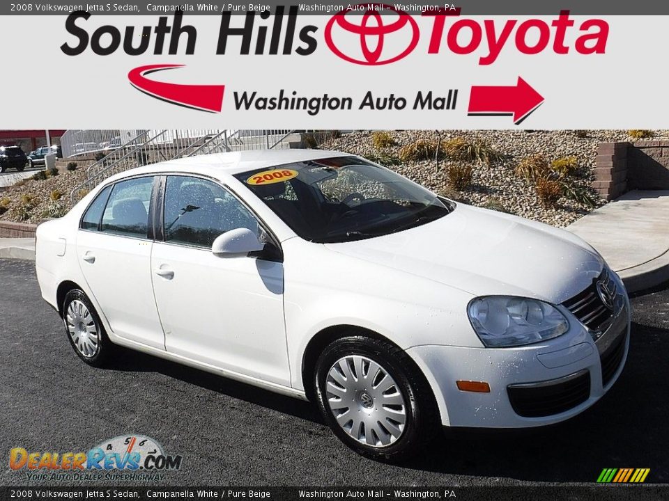 2008 Volkswagen Jetta S Sedan Campanella White / Pure Beige Photo #1