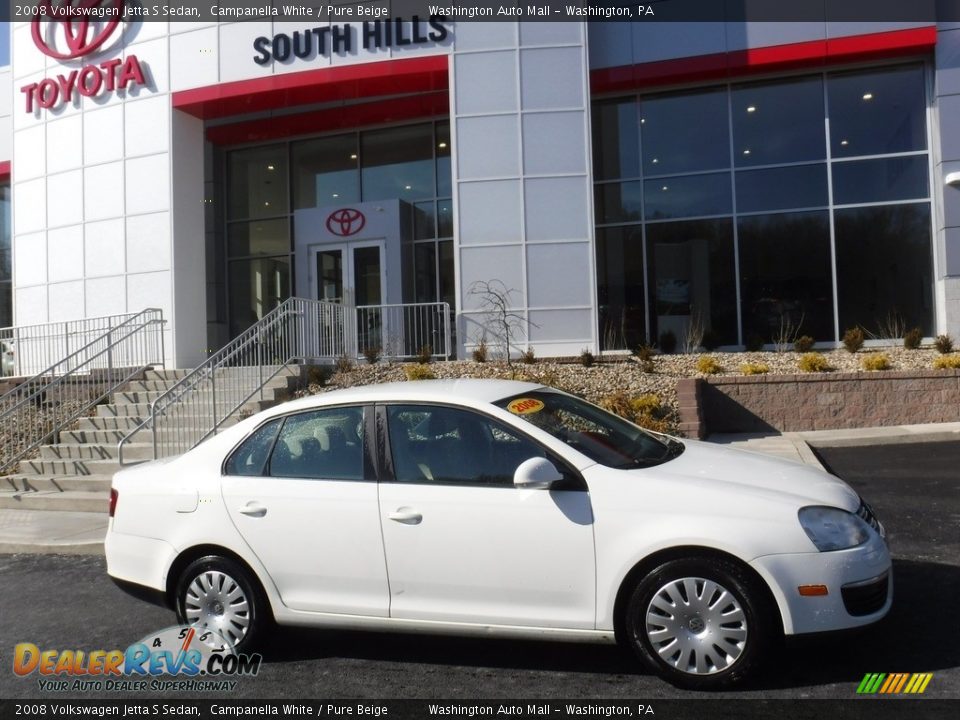 2008 Volkswagen Jetta S Sedan Campanella White / Pure Beige Photo #2