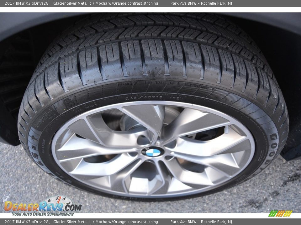 2017 BMW X3 xDrive28i Glacier Silver Metallic / Mocha w/Orange contrast stitching Photo #33